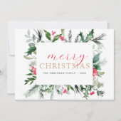 Joyeux Noël vert vert rouge Carte de vacances (Devant)