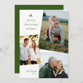 Joyeux Noël vert voeux trois Cartes photos (Devant / Derrière)