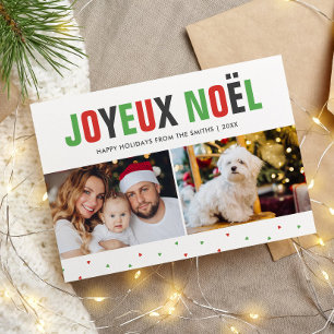 "Joyeux Noel" Vet en kleurrijk Kerstmis Feestdagenkaart