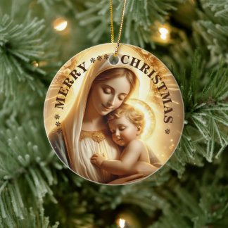 Joyeux Noël | Vierge Marie | Ornement en céramique