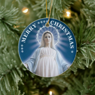 Joyeux Noël Vierge Marie Ornement en Céramique