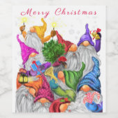 Joyeux Noël Vin Étiquette Gnome Party Funny (Étiquettes simples)