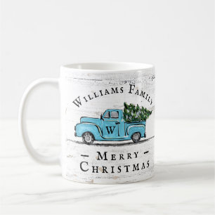 Joyeux Noël Vintage Camion bleu Farmhouse Mug