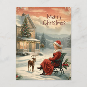 Joyeux Noël Vintage Carte Postale Traditionnelle