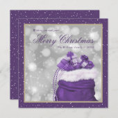 Joyeux Noël violet Cartes de fin de année d'hiver (Devant / Derrière)