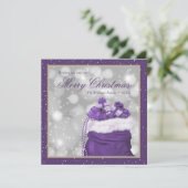 Joyeux Noël violet Cartes de fin de année d'hiver (Debout devant)