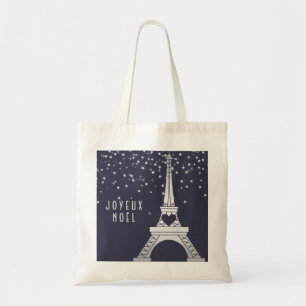 Joyeux Noel Vrolijk kerstfeest in Parijs op snee Tote Bag