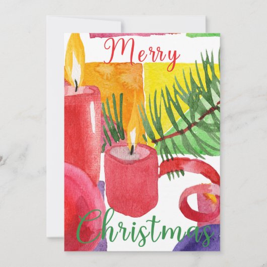 Joyeux Noël Watercolor Deco Carte de vacances (Devant)
