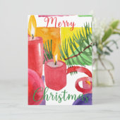 Joyeux Noël Watercolor Deco Carte de vacances (Debout devant)
