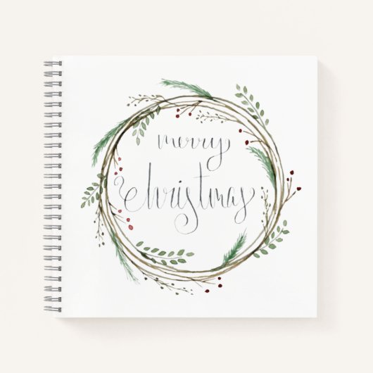 Joyeux Noël Watercolor Wreath Journal (Devant)