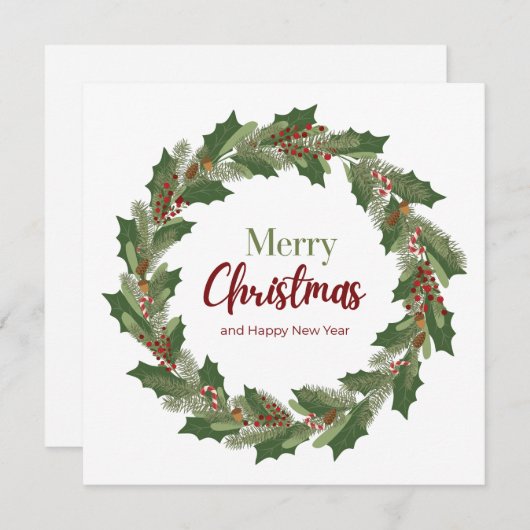 Joyeux Noël Wreath Carte de vacances (Devant / Derrière)