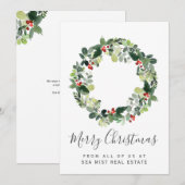 Joyeux Noël Wreath carte d'entreprise pour les fêt (Devant / Derrière)