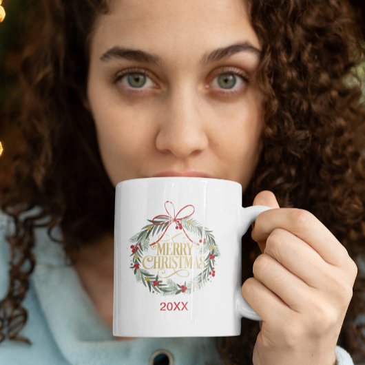 Joyeux Noël Wreath Fête café Mug