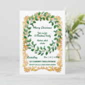 Joyeux Noël Wreath Gold Frame Party Invitation (Debout devant)