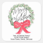 Joyeux Noël Wreath Return Adresse ou étiquette cad (Devant)