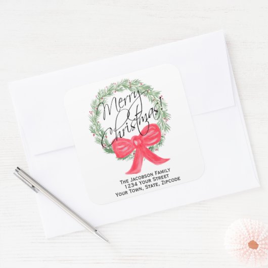 Joyeux Noël Wreath Return Adresse ou étiquette cad (Enveloppe)