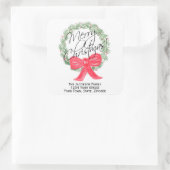 Joyeux Noël Wreath Return Adresse ou étiquette cad (Sac)