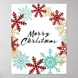 Joyeux Noël - Wreath Snowflake - Poster