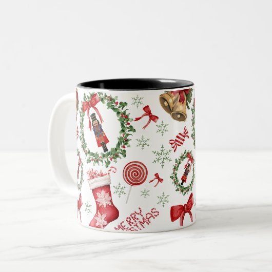 Joyeux Noël Wreath Stockage Candy Bow Mug (Devant gauche)