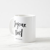 Joyeux Noel | Zwart-wit Handgeschreven Script Koffiemok (Voorkant links)