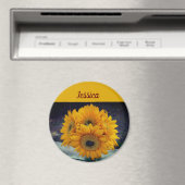 Joyeux nom personnalisé Sunflower Magnet (In Situ (Lave-vaisselle))