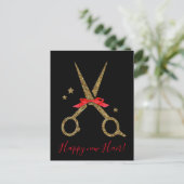 Joyeux nouveau Cheveu ! - Carte de coiffeur aux pa (Debout devant)