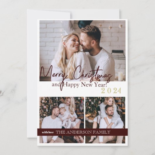 Joyeux Nouvel An 2024 Modern Script Carte de vacan (Devant)