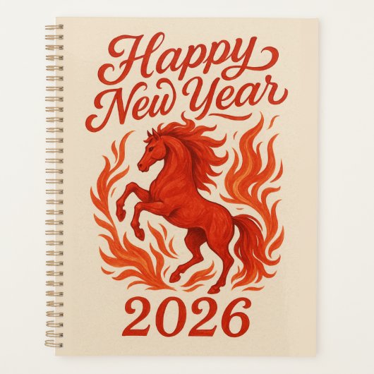 Joyeux Nouvel An 2026 Cheval Fiery (Devant)