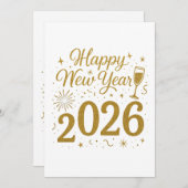 Joyeux Nouvel An 2026 Invitations - Elegant Party (Devant / Derrière)