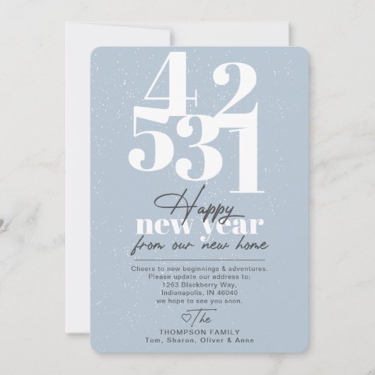 Joyeux Nouvel An Bleu Compte à rebours Faire-part  (Devant)