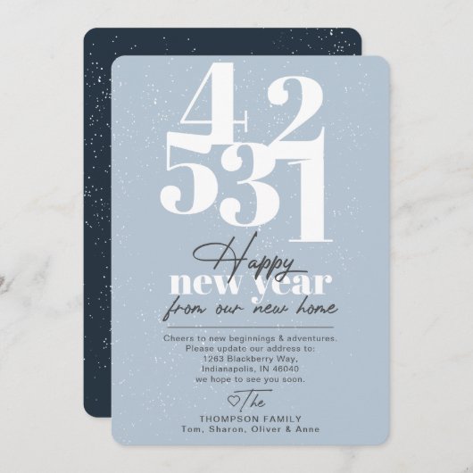 Joyeux Nouvel An Bleu Compte à rebours Faire-part (Devant / Derrière)