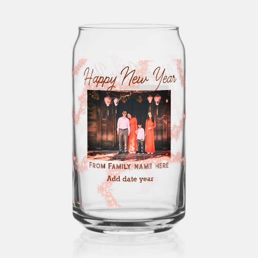 Joyeux nouvel an brun ajouter photo nom de famille (Recto)