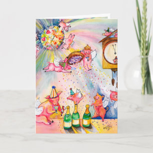 Joyeux Nouvel An Carte Flying Pig