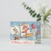 Joyeux Nouvel An carte postale soviétique avec l'a (Debout devant)