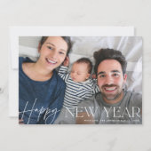 Joyeux Nouvel An Élégant Script Carte photo de vac (Devant)