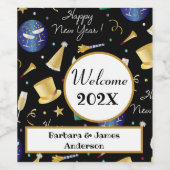 Joyeux Nouvel An Étiquette de vin personnalisé (Étiquettes simples)