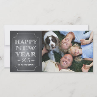 Joyeux Nouvel An Fun Black Chalkboard Carte photo