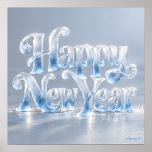 Joyeux Nouvel An Impression de lettrage en glace g