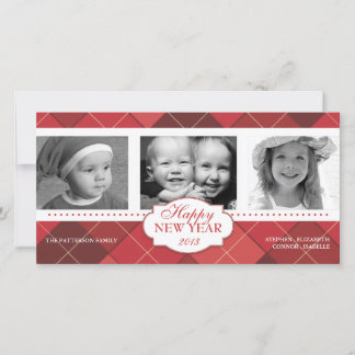 Joyeux Nouvel An Jacquard Rouge Carte photo de vac
