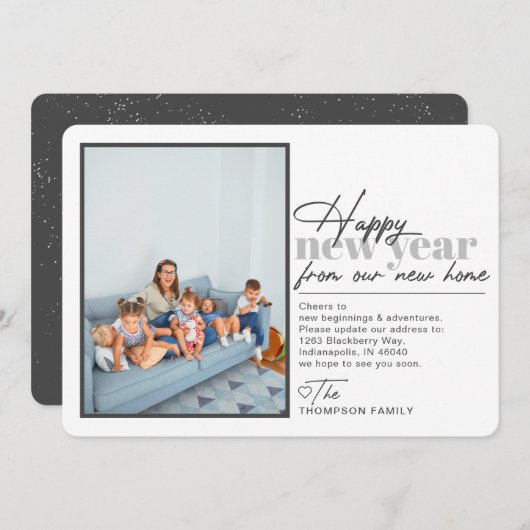 Joyeux Nouvel An Moving Faire-part Photo (Devant / Derrière)