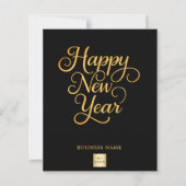 Joyeux Nouvel An noir or carte de logo d'entrepris (Devant)