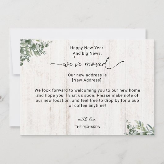 Joyeux Nouvel An Nous avons Déménagé Faire-part (Dos)