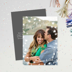 Joyeux nouvel an Peint Étoiles blanc Carte photo p