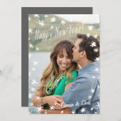 Joyeux nouvel an Peint Étoiles blanc Carte photo p (Devant / Derrière)