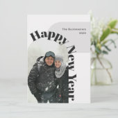 Joyeux Nouvel An Photo Arch Black Grey Carte de va (Debout devant)