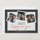 Joyeux Nouvel An Trois Photos Instantanées Carte D (Devant)