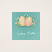 Joyeux oeufs de Pâques et fleurs bleu doux, rose (Devant)