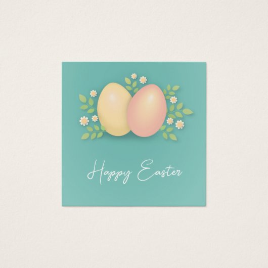 Joyeux oeufs de Pâques et fleurs bleu doux, rose (Devant)
