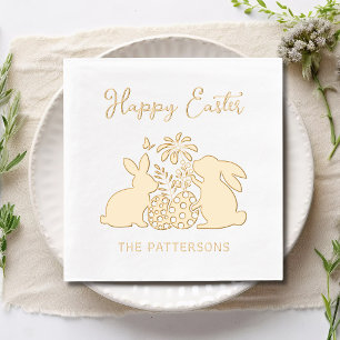 Joyeux Oeufs Fleurs de lapin de Pâques Nom personn