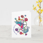 Joyeux oiseau brillant carte pour notes (Fleur jaune)